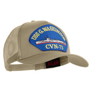 USS G. Washington CVN 73 Blue Patched Solid Cotton Twill 5 panel Mesh Back Cap - Khaki OSFM