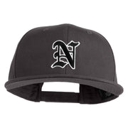 Old English Black N Patched 6 Panels Round Bill Cap - Dark Grey OSFM