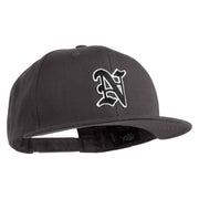 Old English Black N Patched 6 Panels Round Bill Cap - Dark Grey OSFM