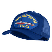 USS G. Washington CVN 73 Blue Patched Solid Cotton Twill 5 panel Mesh Back Cap - Royal OSFM