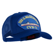 USS G. Washington CVN 73 Blue Patched Solid Cotton Twill 5 panel Mesh Back Cap - Royal OSFM