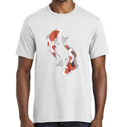 Colorful Koi Fish Graphic Design Men's Big Size Fan Favorite Crew Neck Tee Shirt - White XS