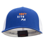 Don't Bite Me Sign Embroidered Mesh Cotton Twill Trucker 2 Tone Cap - Royal-White OSFM