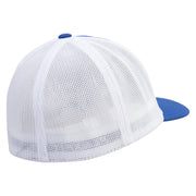 Don't Bite Me Sign Embroidered Mesh Cotton Twill Trucker 2 Tone Cap - Royal-White OSFM