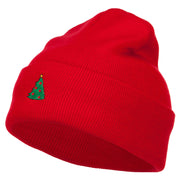 Christmas Tree Embroidered Long Beanie