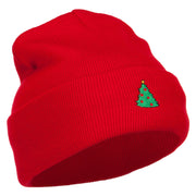 Christmas Tree Embroidered Long Beanie