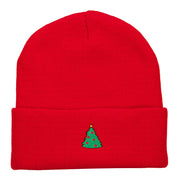 Christmas Tree Embroidered Long Beanie