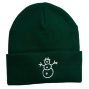 Christmas Snowman Embroidered Cuff Beanie