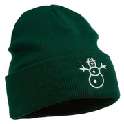 Christmas Snowman Embroidered Cuff Beanie