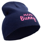 Easter Mama Bunny Quotes Embroidered 8 inch Acrylic Short Beanie - Navy OSFM