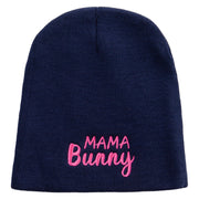 Easter Mama Bunny Quotes Embroidered 8 inch Acrylic Short Beanie - Navy OSFM