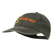 Christmas Holly Leaves Embroidered Washed Cap