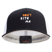 Don't Bite Me Sign Embroidered Mesh Cotton Twill Trucker 2 Tone Cap - Black-White OSFM