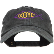 Religious Symbol of Christ Embroidered Washed Dyed Cotton Cap