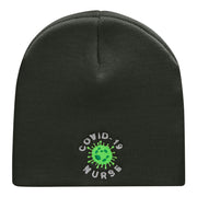 Covid Nurse Symbol Embroidered Short Knitted Beanie