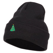 Christmas Tree Embroidered Long Beanie