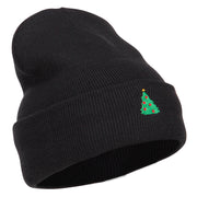 Christmas Tree Embroidered Long Beanie