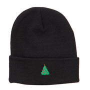 Christmas Tree Embroidered Long Beanie