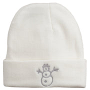 Christmas Snowman Embroidered Cuff Beanie