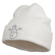 Christmas Snowman Embroidered Cuff Beanie