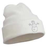 Christmas Snowman Embroidered Cuff Beanie