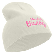 Easter Mama Bunny Quotes Embroidered 8 inch Acrylic Short Beanie - White OSFM