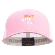 Don't Bite Me Sign Embroidered Mesh Cotton Twill Trucker 2 Tone Cap - Pink-White OSFM