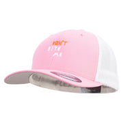 Don't Bite Me Sign Embroidered Mesh Cotton Twill Trucker 2 Tone Cap - Pink-White OSFM