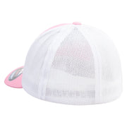 Don't Bite Me Sign Embroidered Mesh Cotton Twill Trucker 2 Tone Cap - Pink-White OSFM