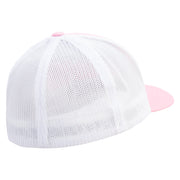 Don't Bite Me Sign Embroidered Mesh Cotton Twill Trucker 2 Tone Cap - Pink-White OSFM