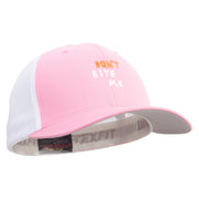 Don't Bite Me Sign Embroidered Mesh Cotton Twill Trucker 2 Tone Cap - Pink-White OSFM