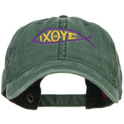 Religious Symbol of Christ Embroidered Washed Dyed Cotton Cap