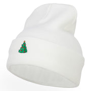 Christmas Tree Embroidered Long Beanie