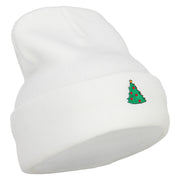 Christmas Tree Embroidered Long Beanie