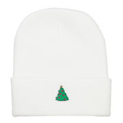 Christmas Tree Embroidered Long Beanie