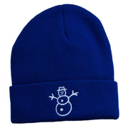 Christmas Snowman Embroidered Cuff Beanie