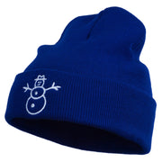 Christmas Snowman Embroidered Cuff Beanie