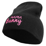 Easter Mama Bunny Quotes Embroidered 8 inch Acrylic Short Beanie - Black OSFM