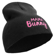 Easter Mama Bunny Quotes Embroidered 8 inch Acrylic Short Beanie - Black OSFM