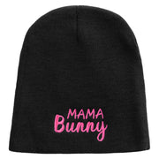 Easter Mama Bunny Quotes Embroidered 8 inch Acrylic Short Beanie - Black OSFM