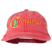 Christmas Holly Leaves Embroidered Washed Cap