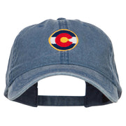 Colorado State Flag Embroidered Washed Cap