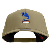 Hand Drawn Phonograph Embroidered Solid Cotton Twill Pro Style Cap - Khaki OSFM