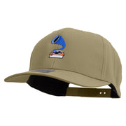 Hand Drawn Phonograph Embroidered Solid Cotton Twill Pro Style Cap - Khaki OSFM