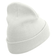 American Muscle Badge Embroidered 12 Inch Long Knitted Beanie - White OSFM