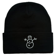 Christmas Snowman Embroidered Cuff Beanie