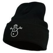 Christmas Snowman Embroidered Cuff Beanie