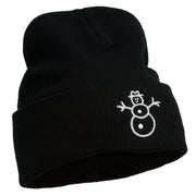 Christmas Snowman Embroidered Cuff Beanie