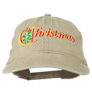 Christmas Holly Leaves Embroidered Washed Cap