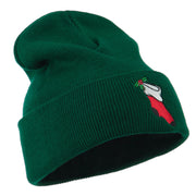 Christmas Stocking with Mistletoe Embroidered Long Beanie